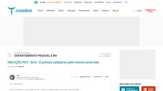 
                            8. INSCIÇÃO PAT - Erro - É preciso cadastrar pelo menos uma mat ...