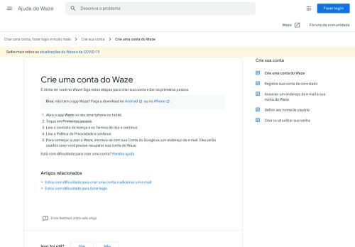 
                            12. Inscrever-se - Ajuda do Waze - Google Support