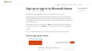 
                            1. Inscrever-se ou entrar no Microsoft Intune | Microsoft Docs