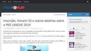 
                            8. Inscrição, Konami ID e outros detalhes sobre a PES LEAGUE 2019 ...