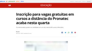 
                            3. Inscrição para vagas gratuitas em cursos a distância do Pronatec ... - G1