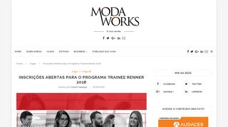 
                            9. Inscrições Abertas para o Programa Trainee Renner 2018 | Moda Works