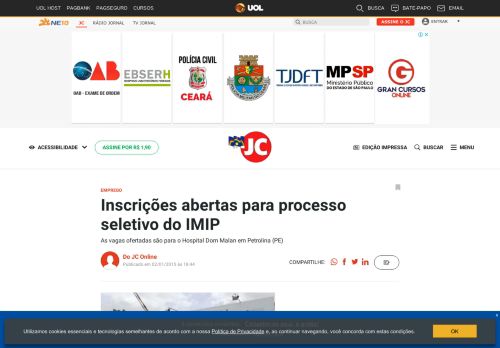 
                            7. Inscrições abertas para processo seletivo do IMIP - Jornal do ...