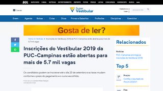 
                            5. Inscrições do Vestibular 2019 da PUC-Campinas estão abertas para ...