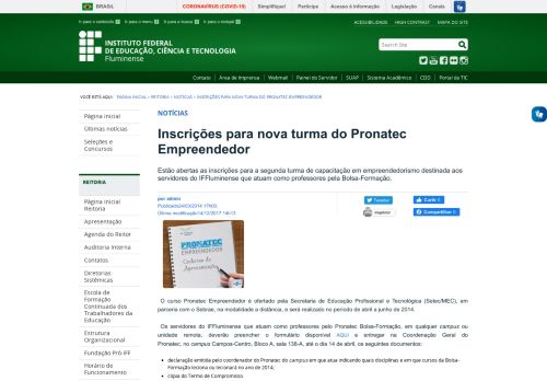 
                            5. Inscrições para nova turma do Pronatec Empreendedor — Portal ... - Iff