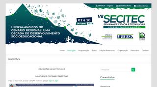 
                            7. Inscrições – VI SECITEC