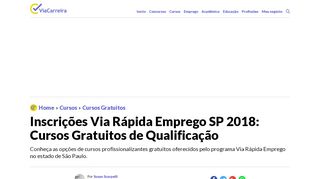 
                            3. Inscrições Via Rápida Emprego SP 2018: Cursos Gratuitos de ...