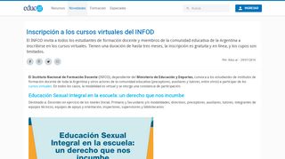 
                            10. Inscripción a los cursos virtuales del INFOD - Educ.ar