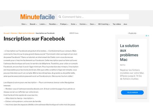 
                            6. Inscription sur Facebook - Minutefacile.com