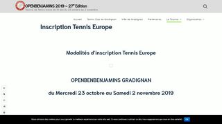 
                            4. Inscription Tennis Europe | OPENBENJAMINS 2018