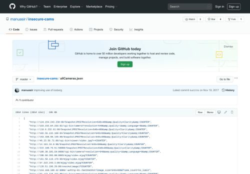 
                            5. insecure-cams/allCameras.json at master · manuasir/insecure-cams ...