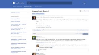 
                            11. Insecure Login Blocked | Facebook Help Community | Facebook