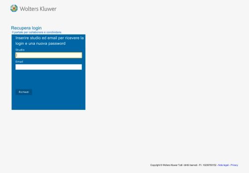 
                            2. Inserire studio ed email per ricevere la login e una nuova ... - webdesk