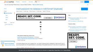 
                            3. insert password into database in md5 format? - Stack Overflow