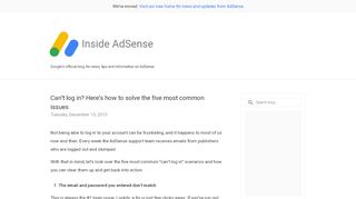 
                            9. Inside AdSense: Can't log in? Here's how to solve the five most ...