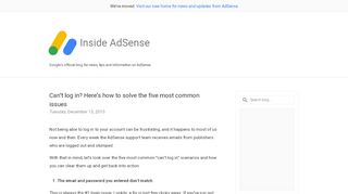 
                            10. Inside AdSense: Can't log in? Here's how to solve the five ...