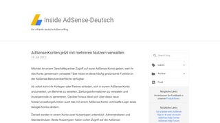 
                            10. Inside AdSense-Deutsch: AdSense-Konten jetzt mit mehreren Nutzern ...