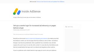 
                            11. Inside AdSense: Set up a crawler login for increased ad ...