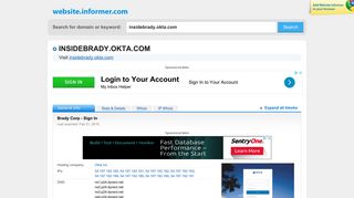 
                            5. insidebrady.okta.com at WI. Brady Corp - Sign In - Website Informer