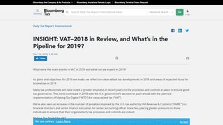 
                            13. INSIGHT: VAT—2018 in Review, and What's in the Pipeline for 2019?
