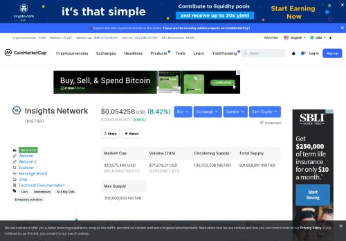 
                            12. Insights Network (INSTAR) price, charts, market cap, and other metrics ...