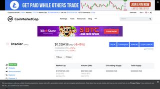
                            3. Insolar (INS) price, charts, market cap, and other metrics ...