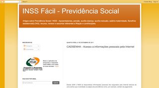 
                            13. INSS Fácil - Previdência Social: CADSENHA - Acesso a informações ...