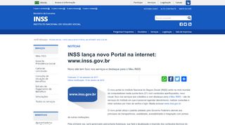 
                            8. INSS lança novo Portal na internet: www.inss.gov.br – INSS