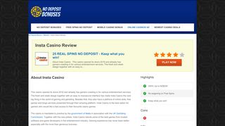 
                            3. Insta Casino Review - | No Deposit Bonuses NZ 2019