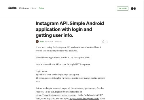 
                            4. Instagram API. Simple Android application with login and getting user ...