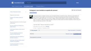 
                            4. Instagram com tentativa suspeita de acesso | Comunidade ... - Facebook