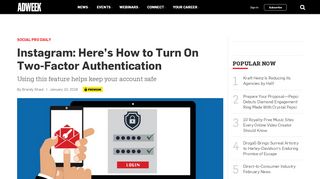 
                            11. Instagram: Here's How to Turn On Two-Factor Authentication – Adweek