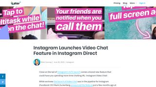 
                            8. Instagram Launches Video Chat Feature in Instagram Direct - Later Blog