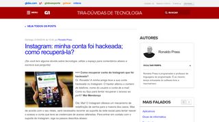 
                            12. Instagram: minha conta foi hackeada; como recuperá-la? - G1 - Globo