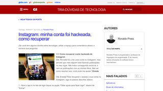 
                            6. Instagram: minha conta foi hackeada, como recuperar - G1 - Globo