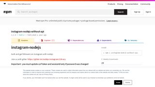 
                            8. instagram-nodejs-without-api - npm