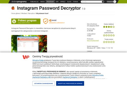 
                            7. Instagram Password Decryptor 5.1 - dobreprogramy