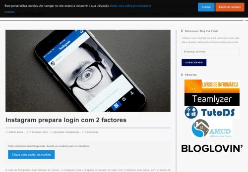 
                            12. Instagram prepara login com 2 factores - Tech em Português