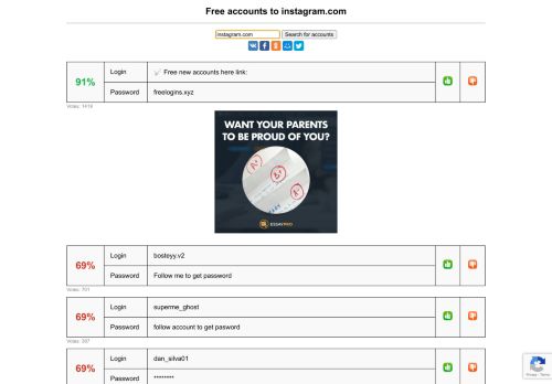 
                            2. instagram.com - free accounts, logins and passwords