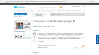 
                            1. Instalação Corel X3 pedindo login - Microsoft