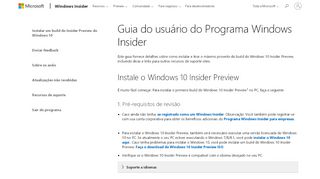 
                            2. Instale o Windows 10 Insider Preview - Windows Insider Program