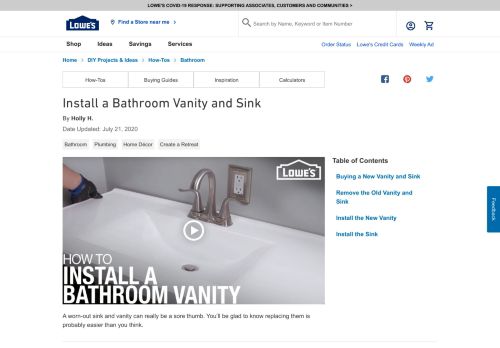 
                            12. Install a Bathroom Vanity and Sink - Lowe's