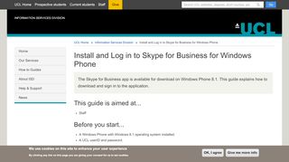 
                            13. Install and Log in to Skype for Business for Windows Phone - UCL