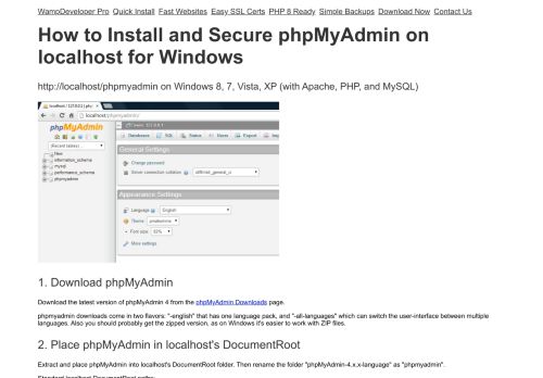 
                            11. Install and Secure phpMyAdmin on Windows - WampDeveloper Pro