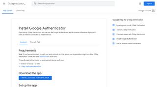 
                            3. Install Google Authenticator - Android - Google Account Help