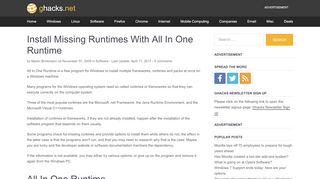 
                            5. Install Missing Runtimes With All In One Runtime - gHacks Tech News