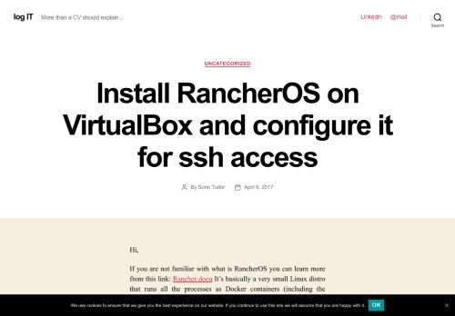 
                            13. Install RancherOS on VirtualBox and configure it for ssh access – log ...