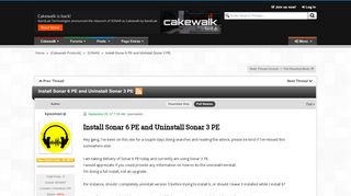 
                            12. Install Sonar 6 PE and Uninstall Sonar 3 PE | Cakewalk Forums