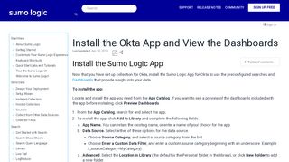 
                            12. Install the Okta App and View the Dashboards - Sumo Logic