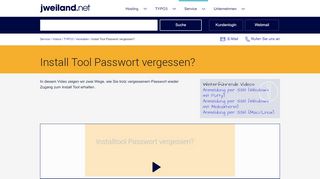 
                            6. Install Tool Passwort vergessen? - jweiland.net